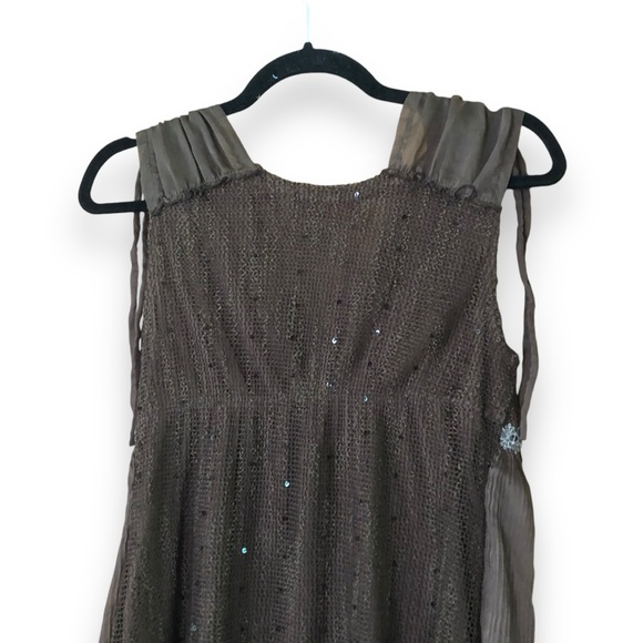 Vintage Y2K My Pretty Angel Brown Silk Blend Lace Mesh Embellished Top Fairy - Picture 5 of 8